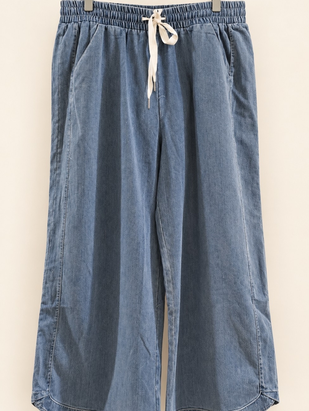 Noflik Blue Wide-Leg Drawstring Pants – XL, 27” Inseam